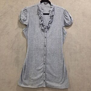 Rhapsody Chambray Shirt Dress Women's Size Large Ruffle Tie Back Western